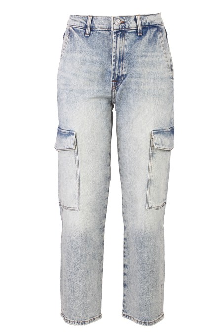 Shop SEVEN  Jeans: Seven pantaloni Cargo "Logan" a vita alta.
Modello corto dal taglio dritto con vita alta.
Tasche.
Composizione: 99% Cotone 1% Elastan.
Fabbricato in Turchia.. CARGO LOGAN JSCGC650FR-LIGHT BLUE